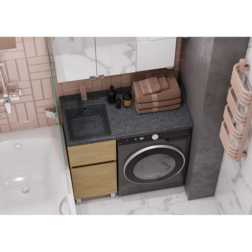 Тумба под стиральную машину напольная Aquaton Лайн 37.9 см цвет дуб каменный STLM-2175411 - Вид №10