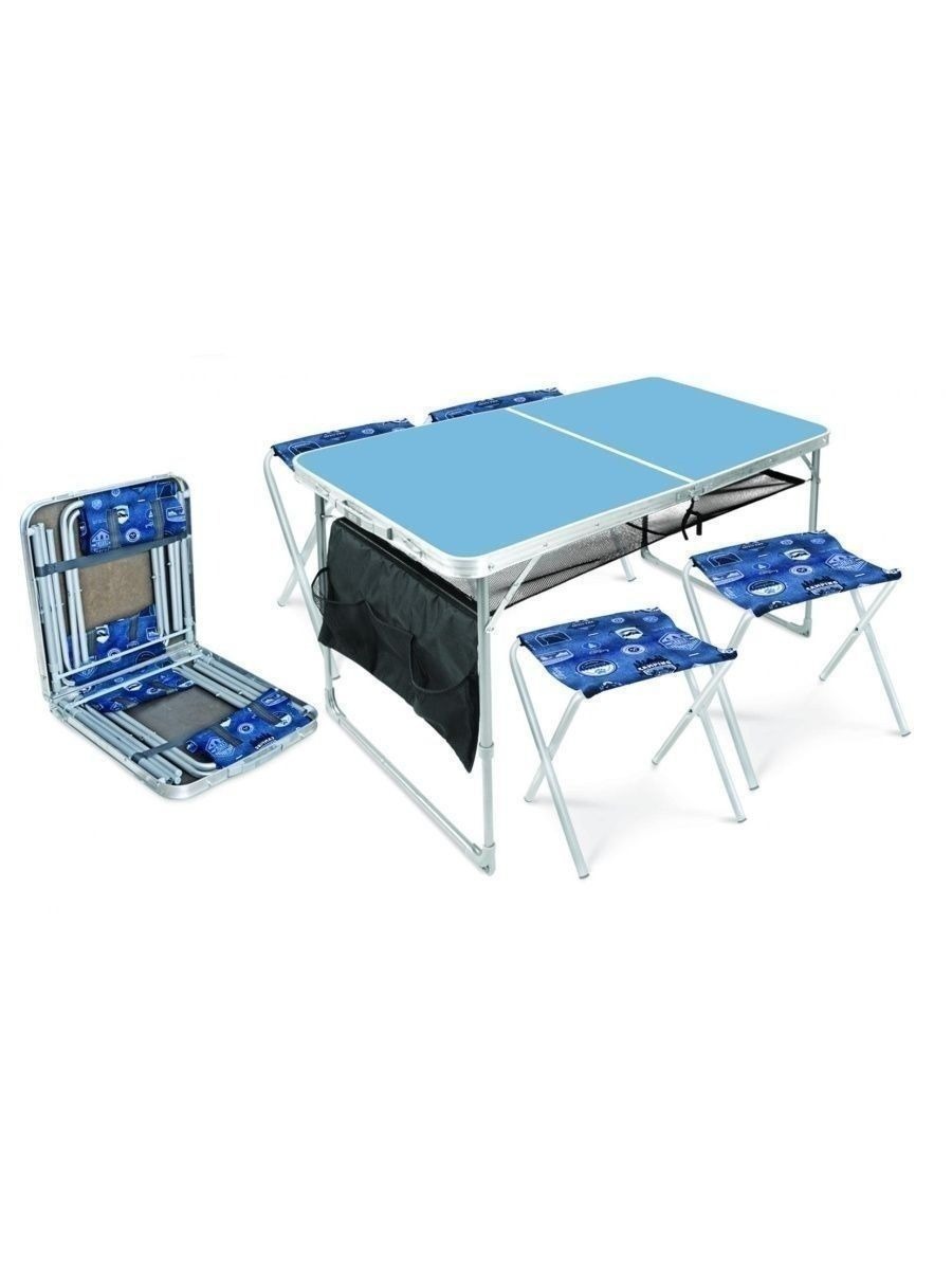 91057641 Садовая мебель для обеда алюминий голубой : стол, 4 стула, подвесной пенал ССТ-К3/4 STLM-0461416 NIKA
