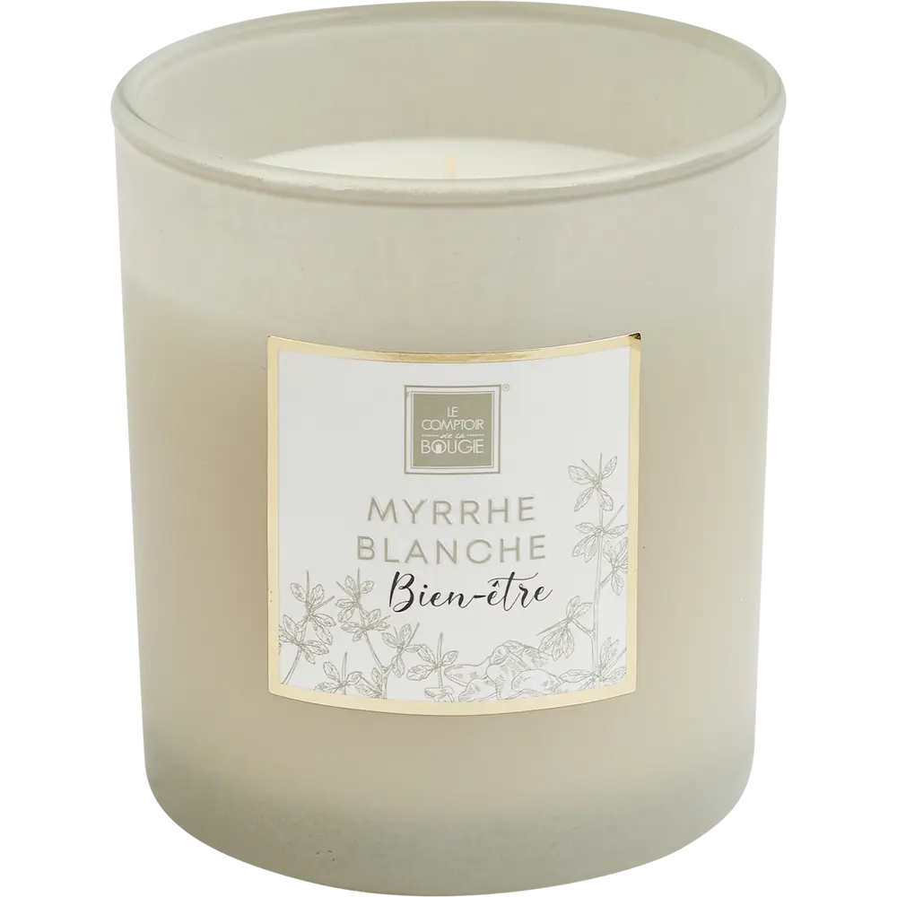 Свеча ароматизированная в подсвечнике Atmosphera Белая мирра серая 9 см STLM-2145529