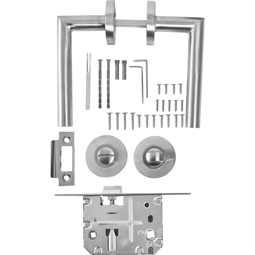 Дверные ручки Punto Inox с запиранием комплект цвет нержавеющая сталь STLM-2009479 - Вид №1