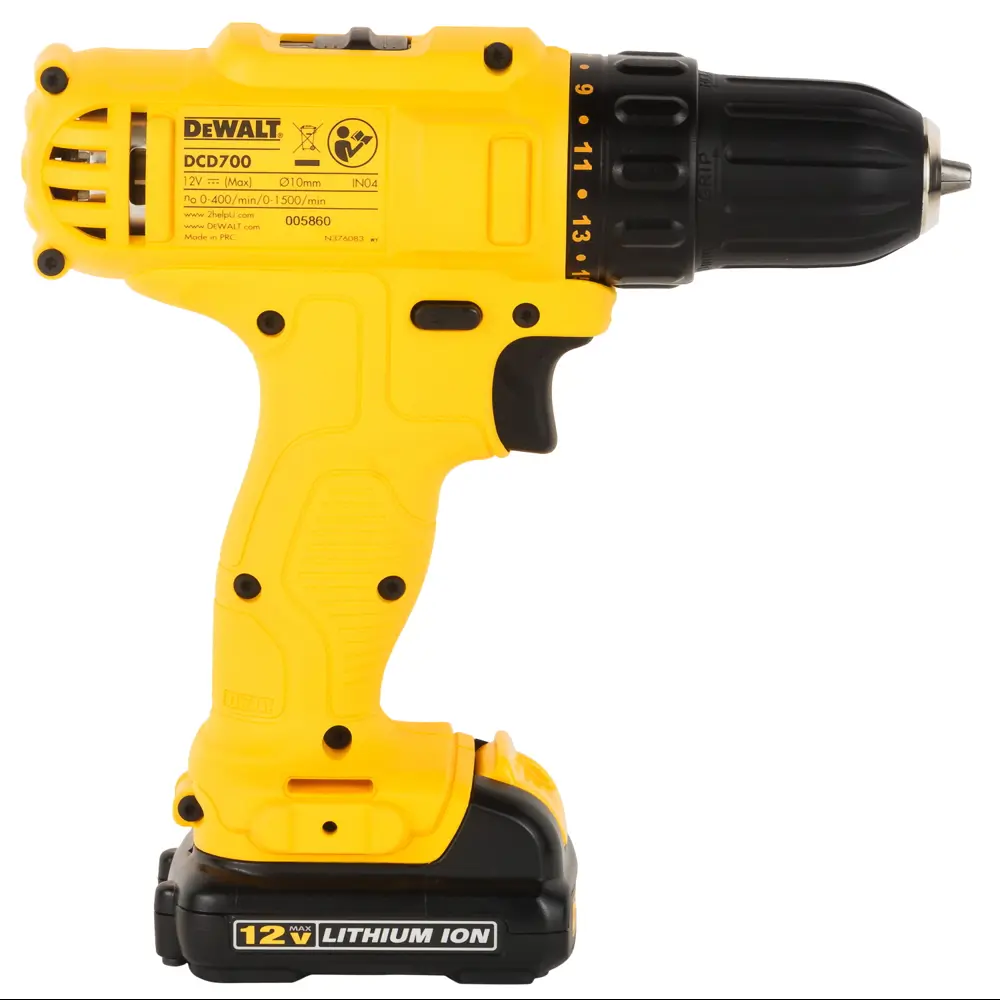 Шуруповёрт аккумуляторный DeWalt DCD700C2, 12 В Li-ion 2х1.3 Ач STLM-2126476 - Вид №2