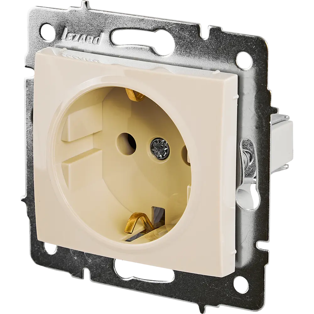 Розетка Lezard Karina с заземлением цвет кремовый STLM-2039675 - Вид №1