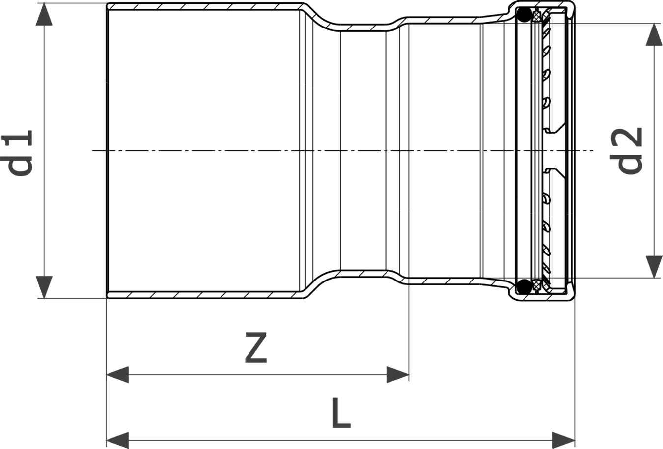 483 159 Модель 2315.1XL Трубопроводные системы  Sanpress Inox  Редукционные переходники Santreyd  - Вид №3