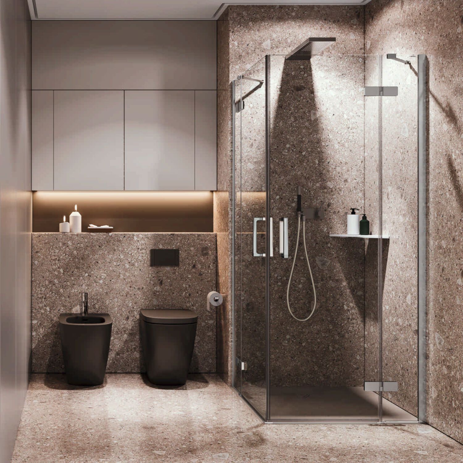 Угловая душевая кабина из хрусталя с распашной дверью RELAX шарнир ARCH-00145116 - Вид №3