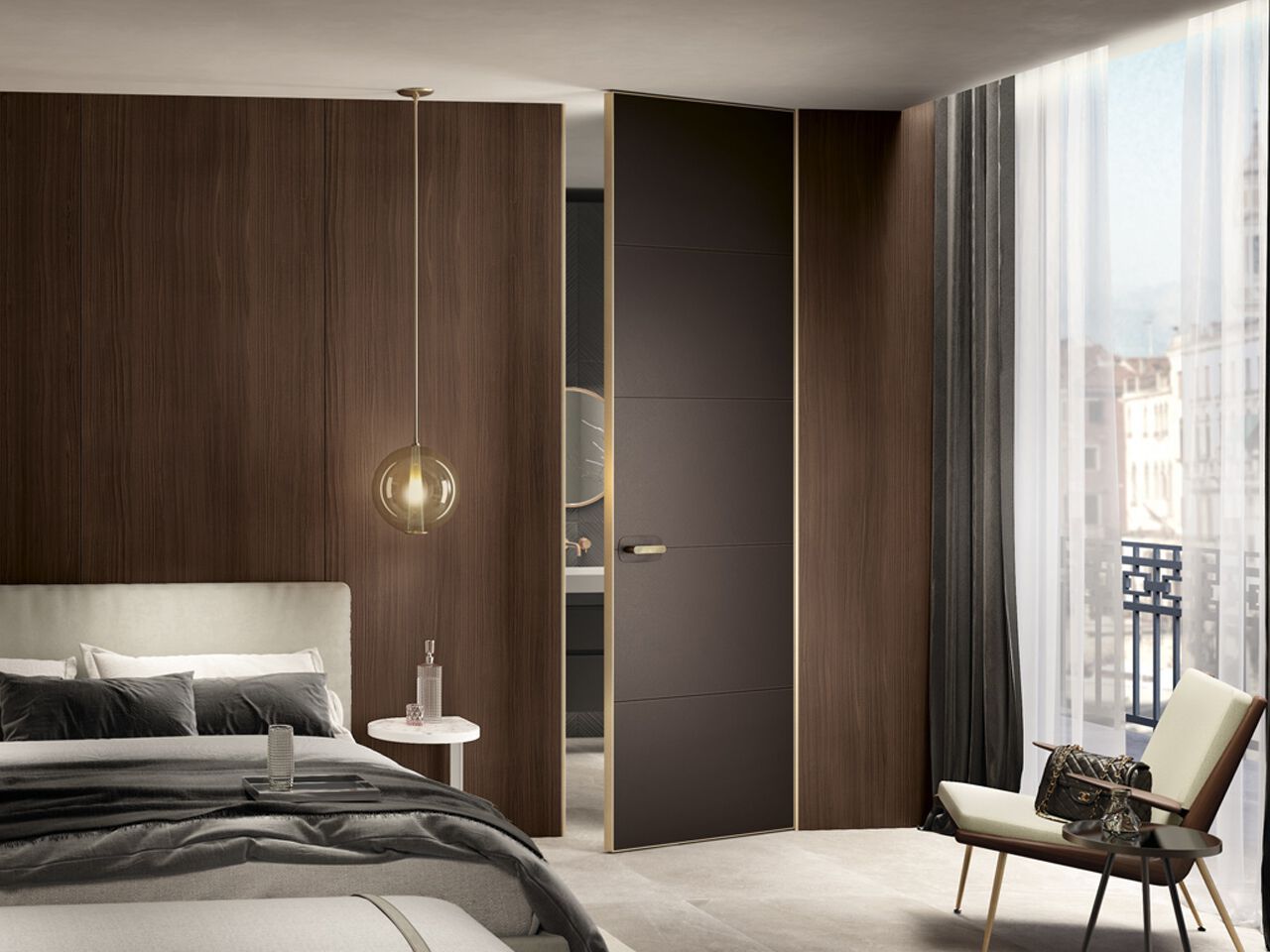 Кожаная распашная дверь BARAUSSE интегрированные двери ARCH-00066624