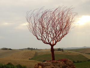 Скульптура из алюминия и оливкового дерева