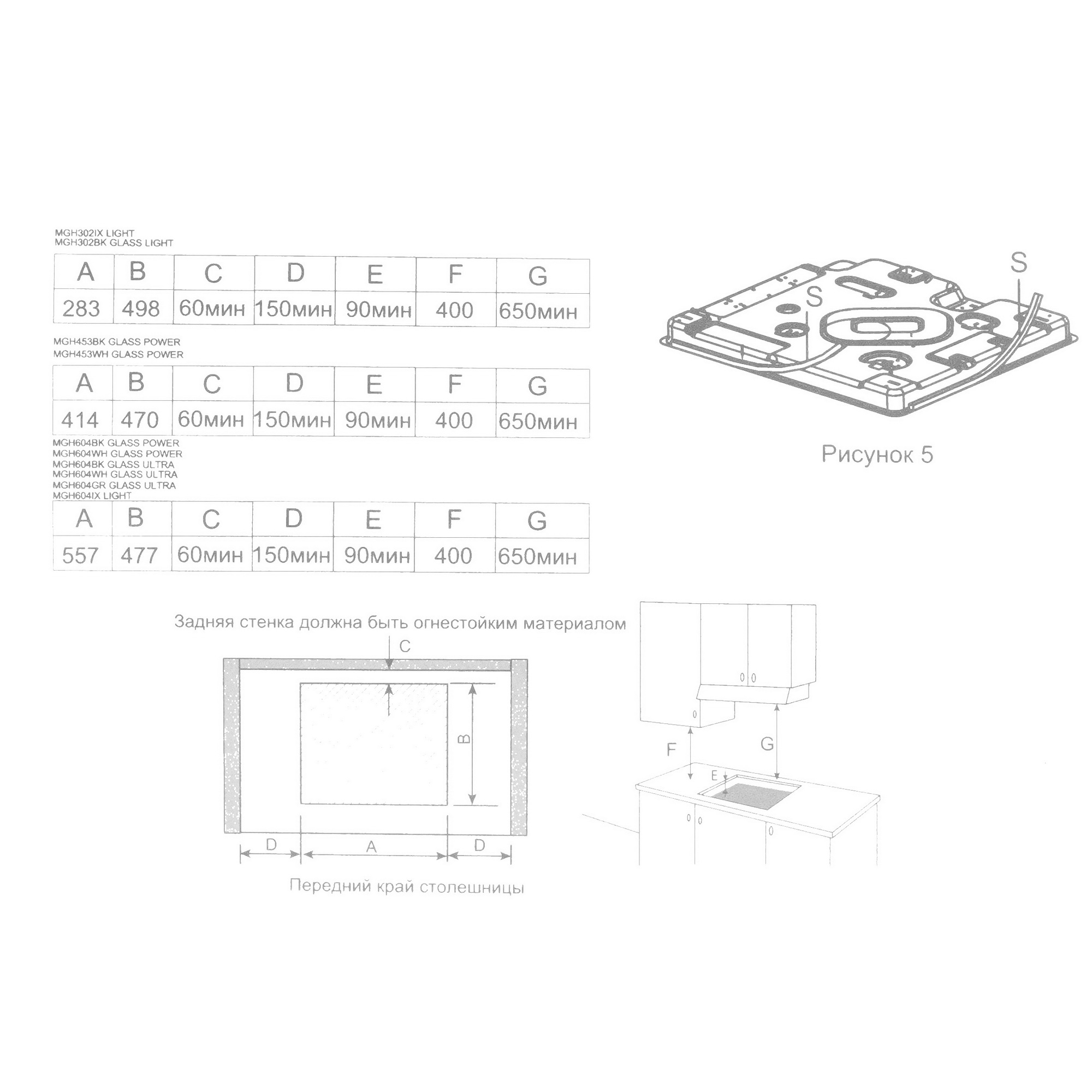 9168785 Газовая варочная поверхность Meferi MGH604WH GLASS ULTRA STDN-0102950 - Вид №7