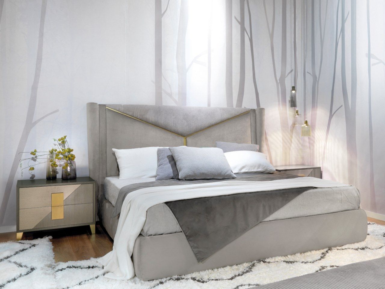 Двуспальная кровать из ткани с мягким изголовьем CASA +39 Morfeo ARCH-00014470