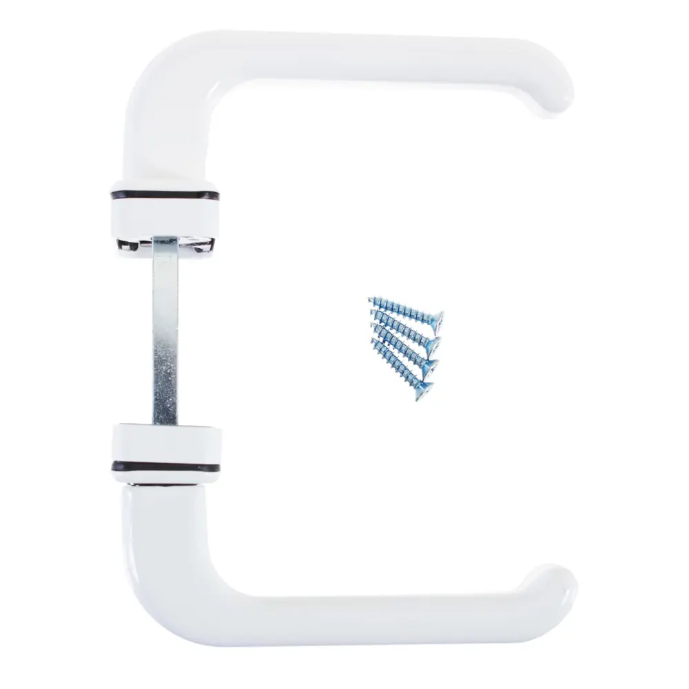 Ручки дверные на розетке Apecs H-0931-W для пластиковой двери, алюминий, цвет белый STLM-2062681 - Вид №2