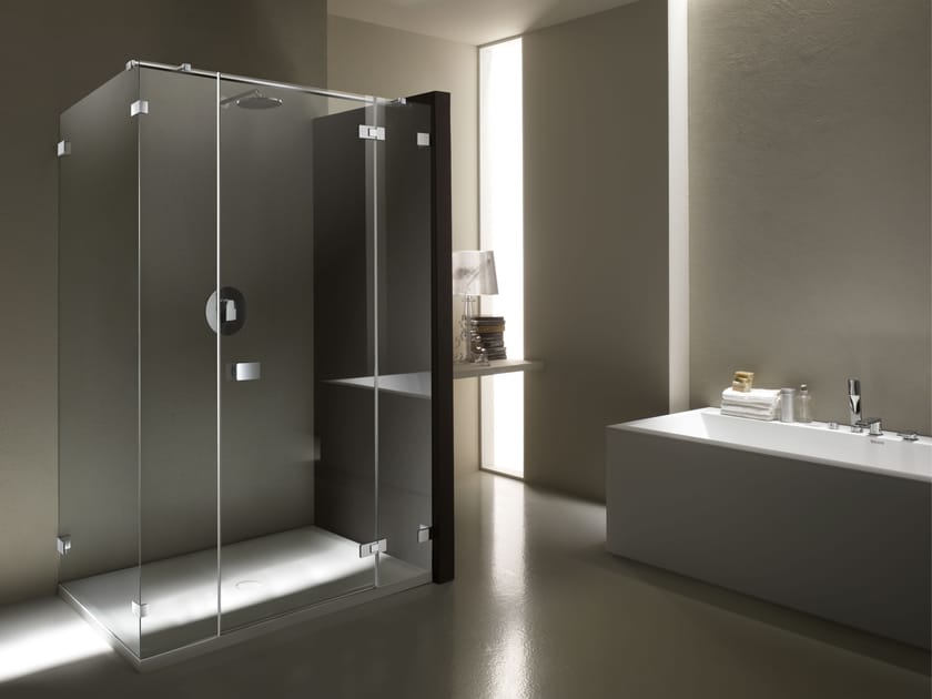 Угловая душевая кабина из закаленного стекла с распашной дверью Provex Industrie X-Line ARCH-00115862
