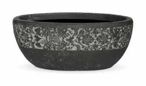 Вазон из искусственного камня с резным орнаментом 20 см черный "Лион" LE-VILLAGE FLORERO 044853 Черный