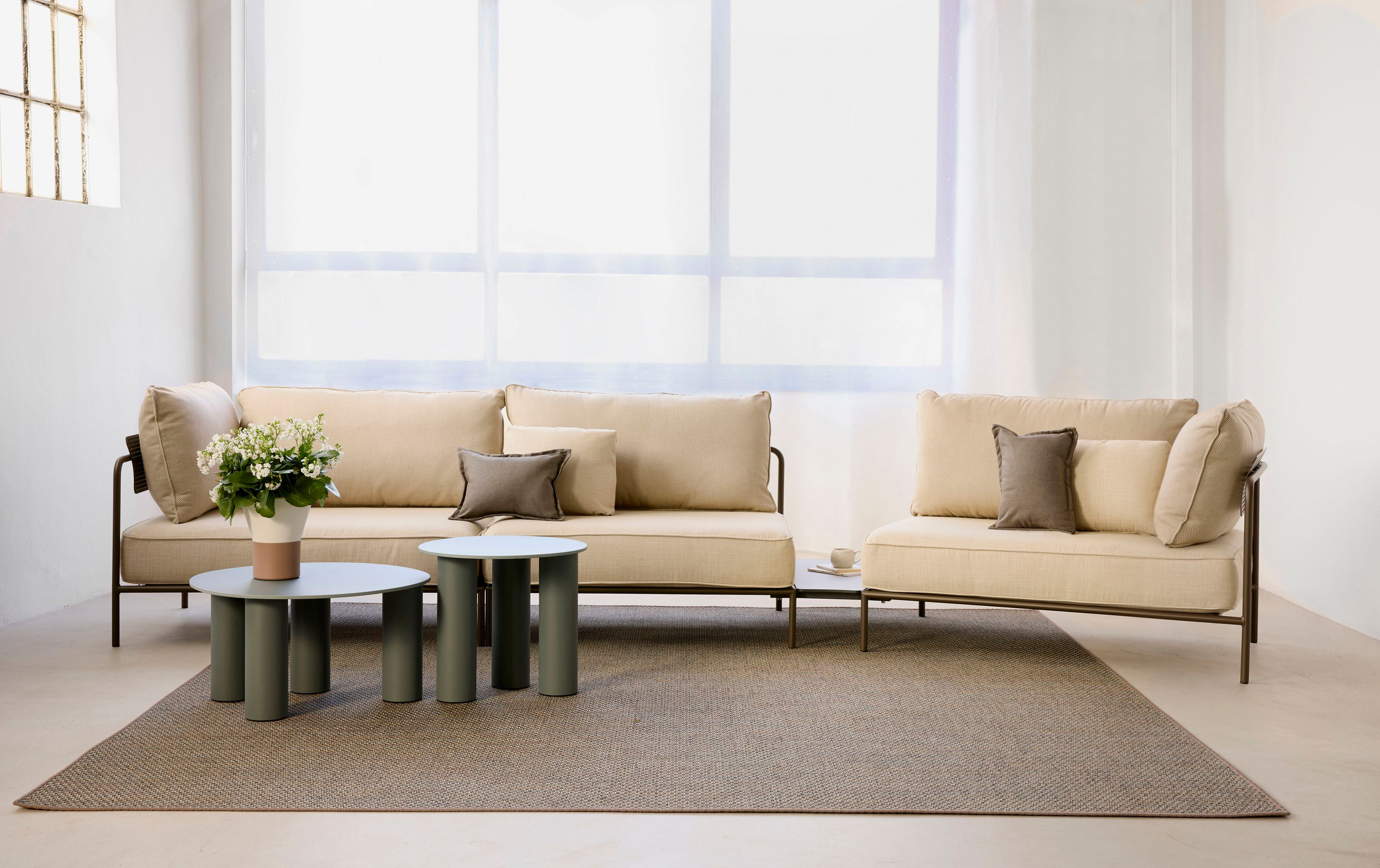 Угловой модульный садовый стол из окрашенной стали и столешницы HPL S-CAB лоскут ARCH-00064463 - Вид №6