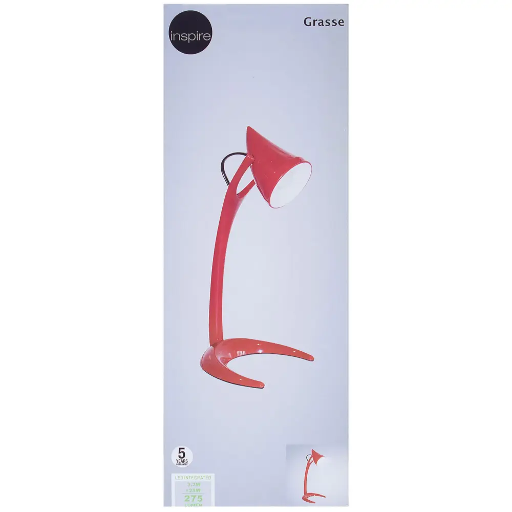 Настольная лампа светодиодная Grasse 3.2 Вт, пластик, цвет красный INSPIRE STLM-2209899 - Вид №2
