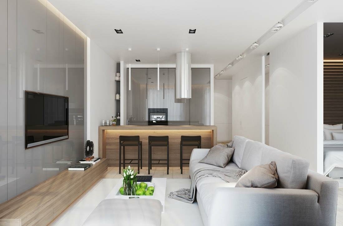 Как оформить дизайн интерьера кухни-гостиной 17 кв м?