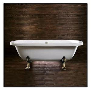 Ванна напольная отдельностоящая белая с золотыми ножками "Львиная лапа" Akcjum Octavia WN-09-01-BR