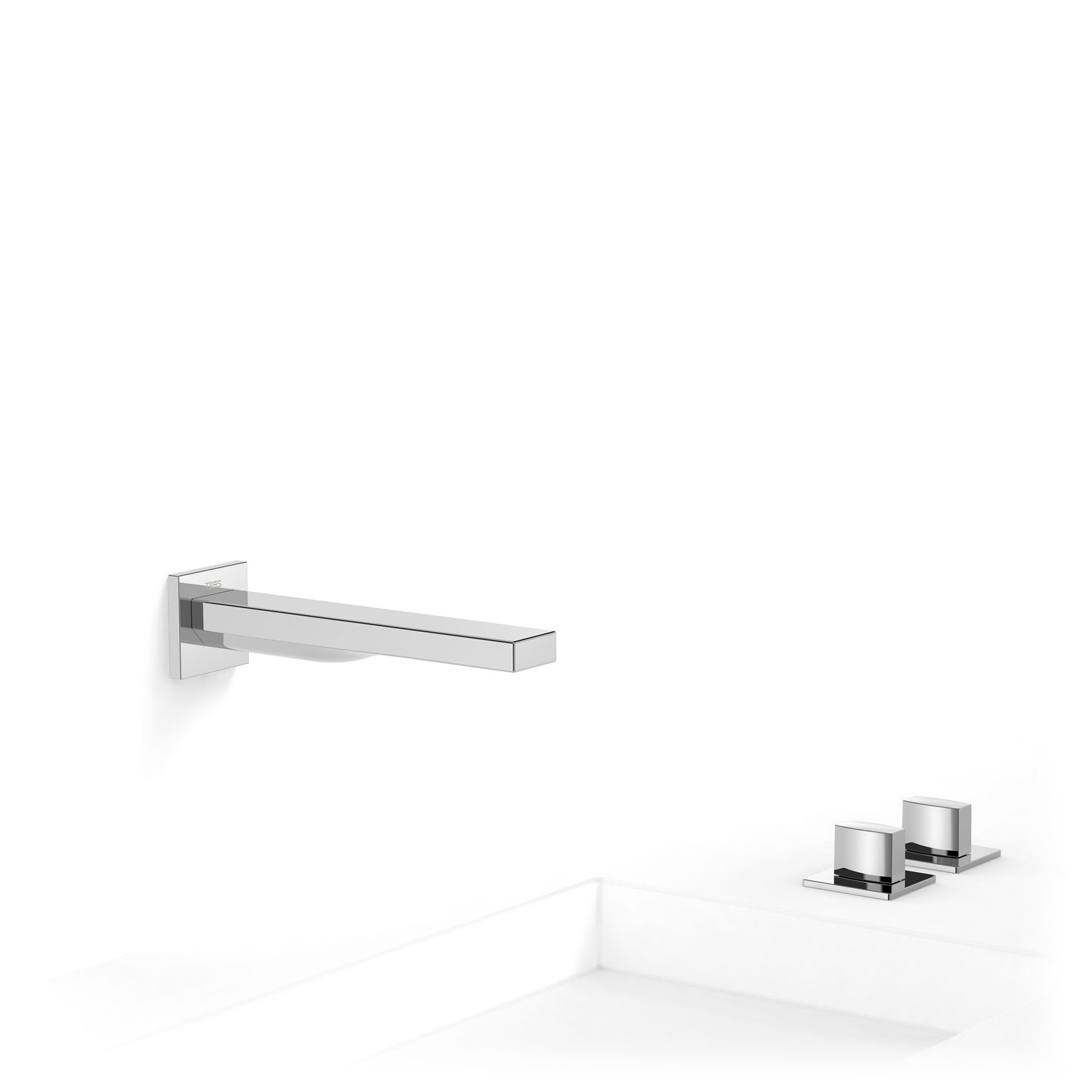 ТОНКИЙ скрытый смеситель для умывальника с двумя ручками-20223801 TRES 