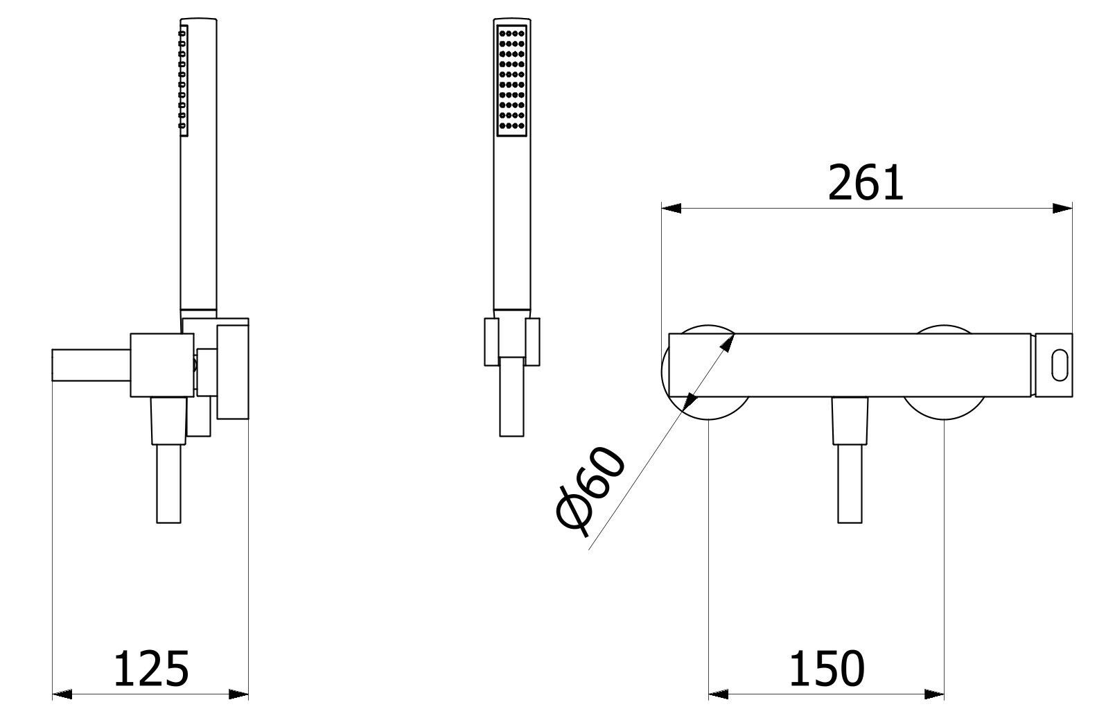 Смеситель для душа с 3 отверстиями и ручным душем IB Superbox ARCH-00090422 - Вид №2