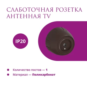 Розетка ТВ оконечная накладная Onekeyelectro Rotondo 7700883 цвет коричневый