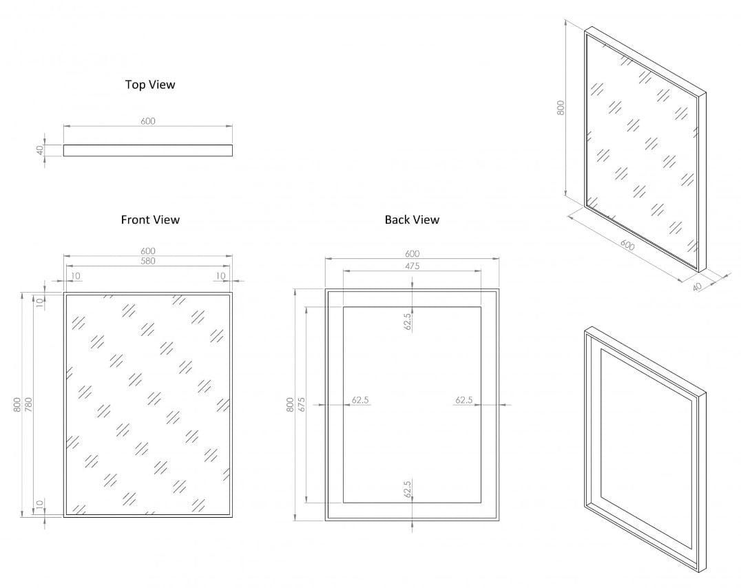 Прямоугольное металлическое зеркало с рамой стены LUSSO Moode ARCH-00087635 - Вид №11