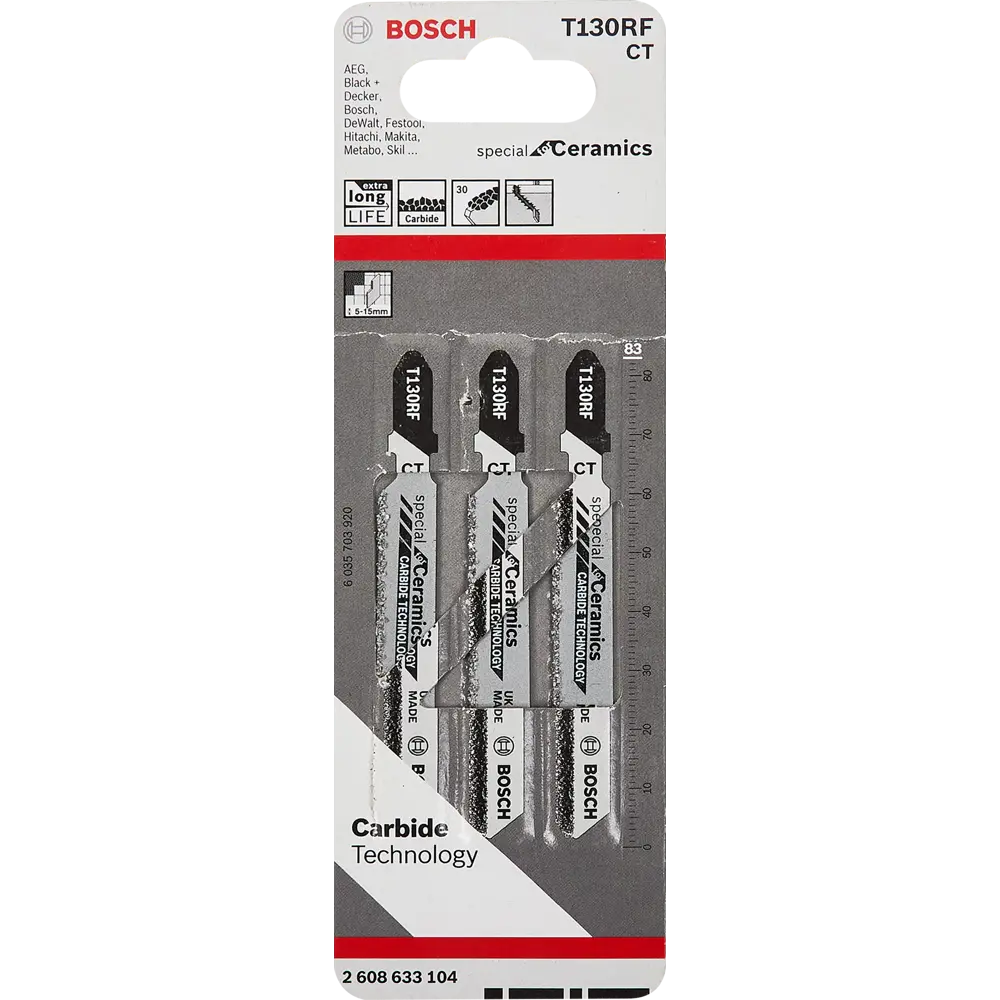 Набор пилок для лобзика по керамике Bosch T130RF, 3 шт BOSCH PROFESSIONAL STLM-2208881 - Вид №3