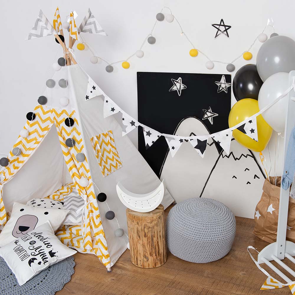 Вигвам Yellow Zigzag с окном,карманом и флажками VAMVIGVAM YELLOW ZIGZAG 281907 Желтый Santreyd  - Вид №1