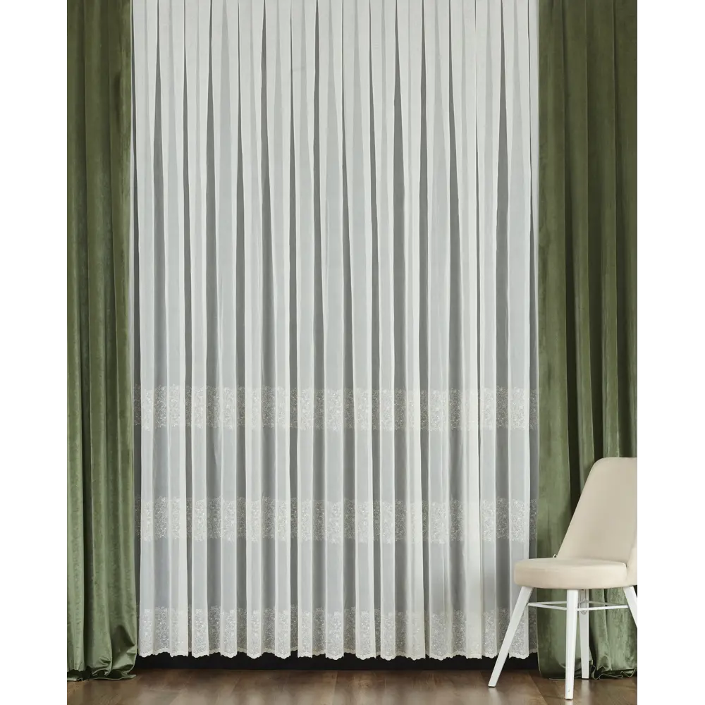 Тюль с вышивкой батист 290 см цвет кремовый ELIT HOME STLM-2188712 - Вид №3