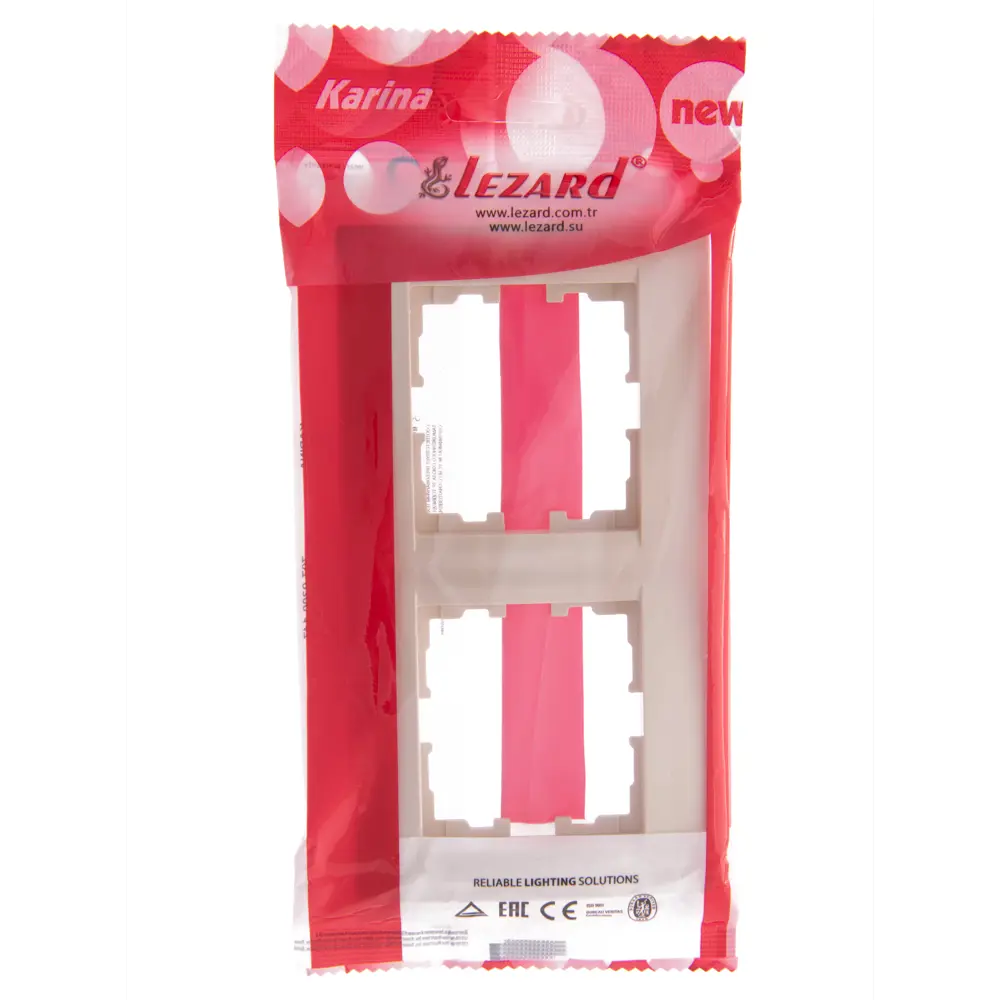 Рамка для розеток и выключателей Lezard Karina 2 поста горизонтальная цвет кремовый STLM-2088965 - Вид №3