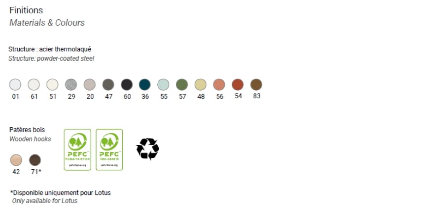 Стальная и деревянная настенная вешалка Manade Lotus, Piléa, Roseau ARCH-00131925 - Вид №6