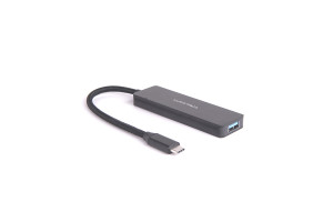 17589492 Хаб USB Type-C 3.1 - 4хUSB А 3.0, 0,15 м, штекер/гнездо, черный, 31006 Atom Evolution