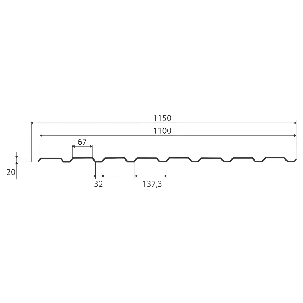Профнастил С20 0.35 мм 2000x1150 мм RAL 9003 белый Santreyd STLM-2078582 - Вид №2