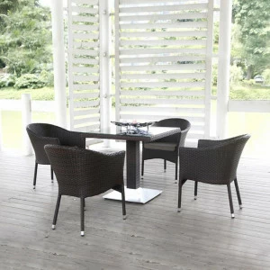 Мебель из ротанга, стол и кресла коричневые на 4 персоны AFINA  241101 Коричневый
