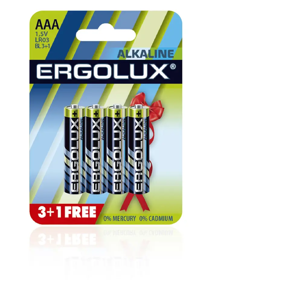 Батарейка Ergolux Alkaline LR03 BL 3+1(FREE) LR03 BL3+1, 4 шт.