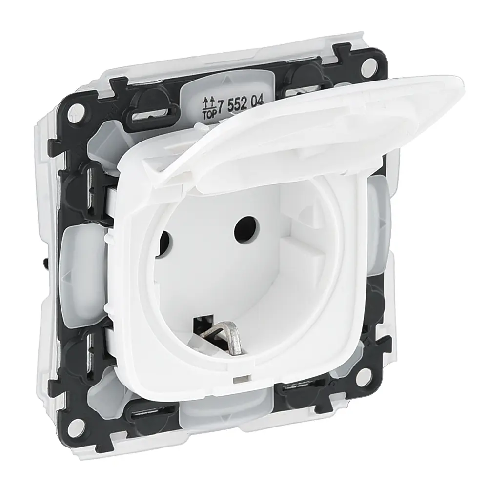 Розетка Legrand VLN-A 2 контакта с заземлением IP44 с защитными шторками цвет белый-розовый 82303521 STLM-2151774 