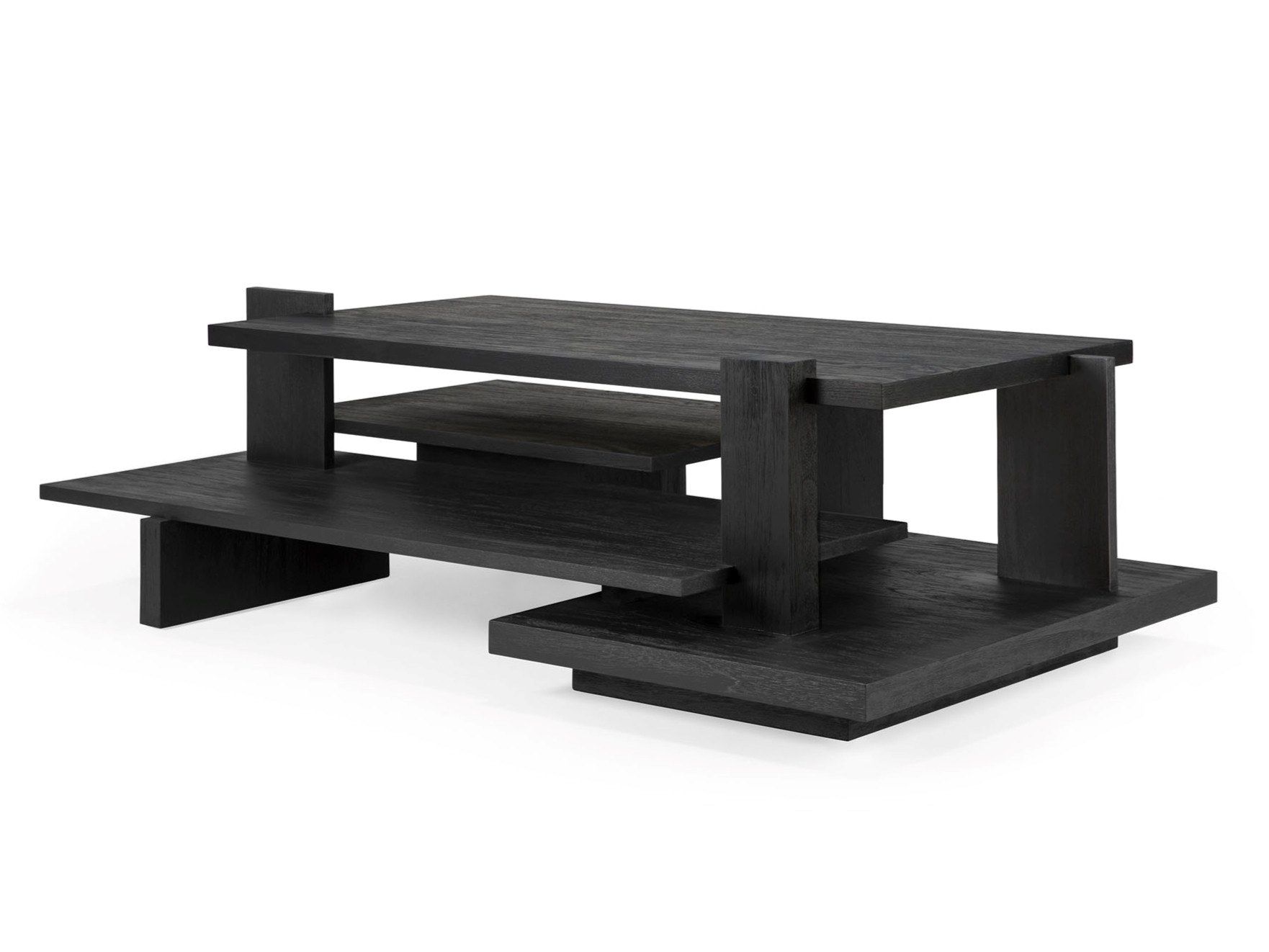 Деревянный низкий прямоугольный журнальный столик с журнальной стойкой Ethnicraft Аннотация ARCH-00084472