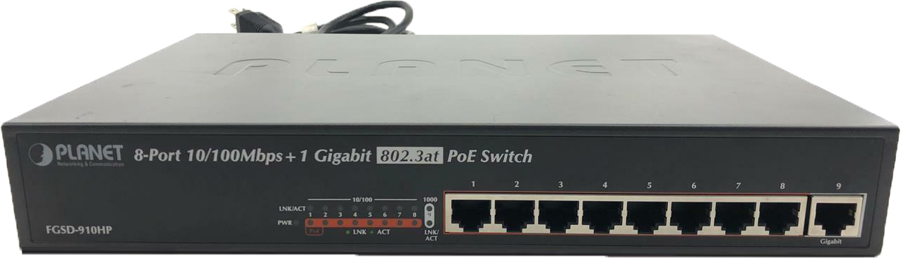 FGSD-910HP Planet 13" 8-port 10/100 ethernet 802.3at poe+ switch with 1-port gigabit (130w) PLANET Technology Corporation Santreyd 
