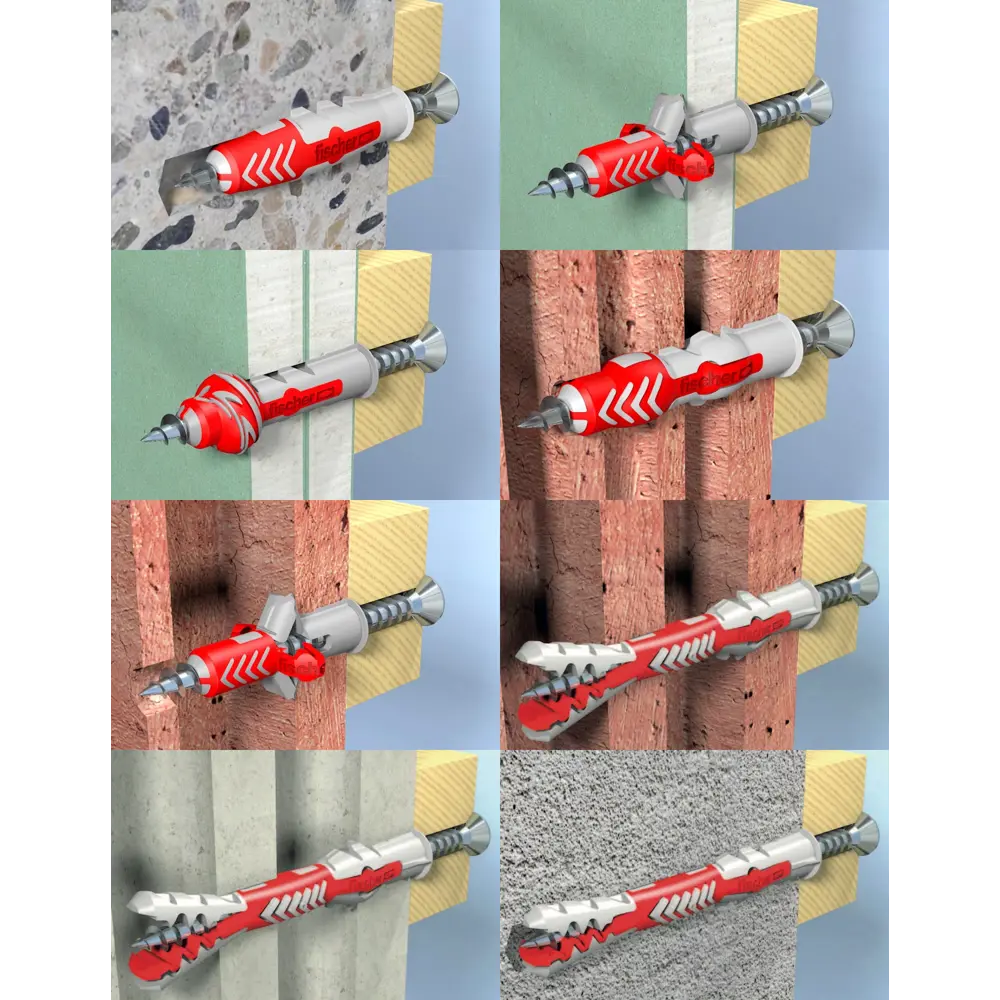 Дюбель для всех типов стен Duopower 6x30 мм крюк-кольцо цвет серый/красный 4 шт FISCHER STLM-2127380 - Вид №5