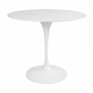 Обеденный стол круглый белый глянцевый 90 см Eero Saarinen Style Tulip Table SOHO DESIGN TULIP 131561 Белый