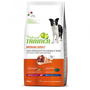 ПР0059534 Корм для собак TRAINER Natural Medium для средних пород, сыровяленая ветчина, рис 12кг NATURAL TRAINER