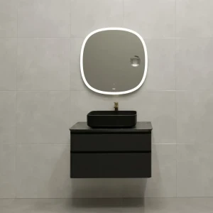 Тумба под накладную раковину Неро 79.4x45 раковина Culto Jet цвет корпуса черный