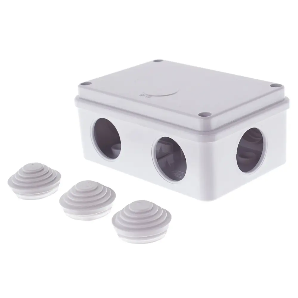 Распределительная коробка открытая Экопласт 120х80х50 мм 6 вводов IP55 цвет серый STLM-2076672 - Вид №1