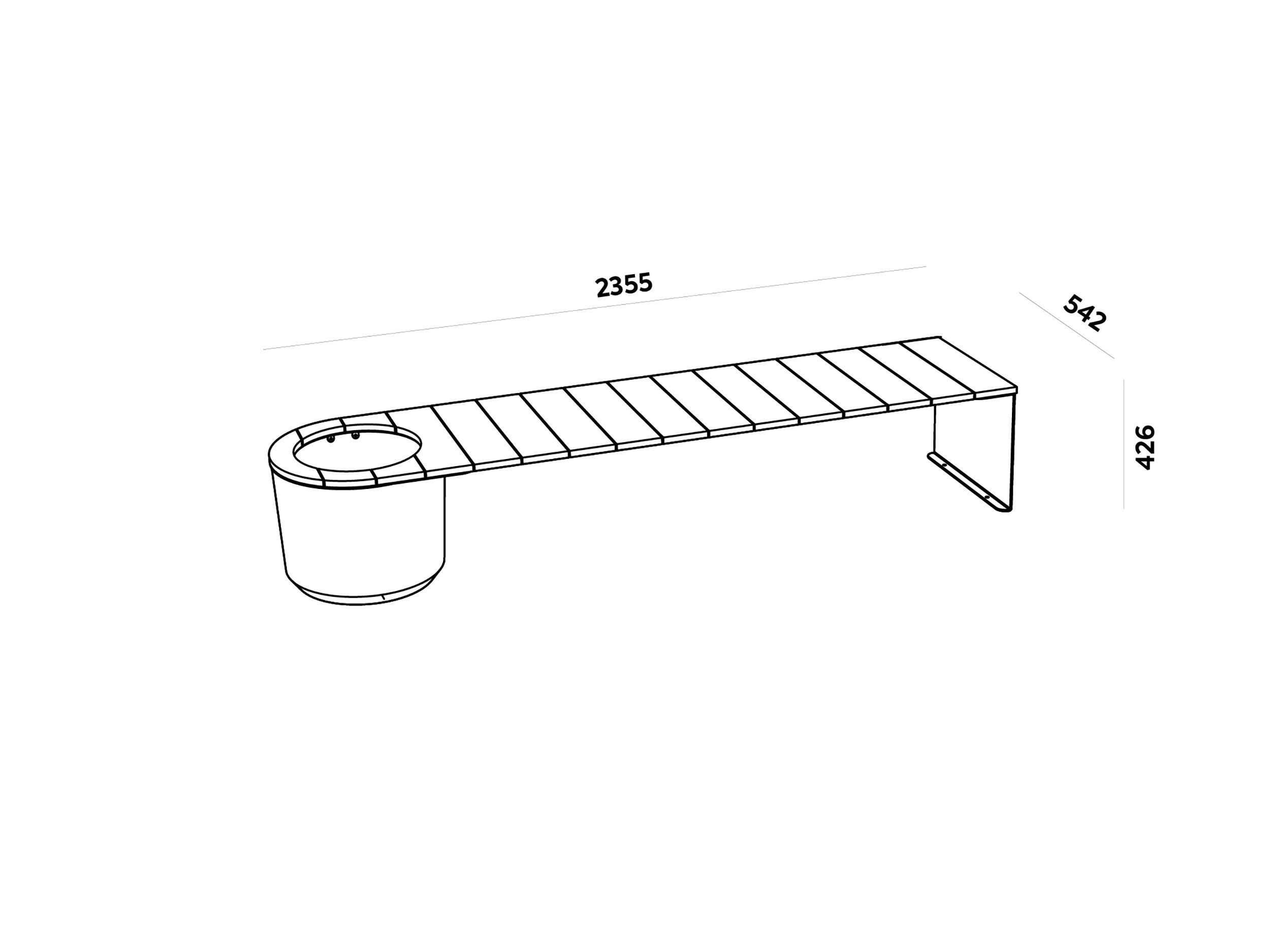 Бетонная скамейка со встроенным плантатором Betoni Simple Benches ARCH-00069808 - Вид №6