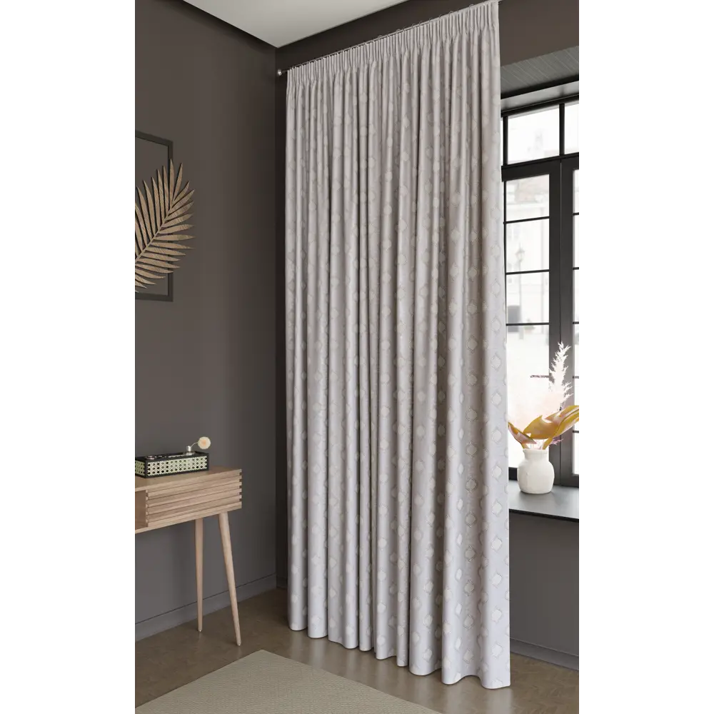 Штора MIAMOZA Лара бежевая 200x280 см с жаккардовой текстурой 89398903 STLM-1578025