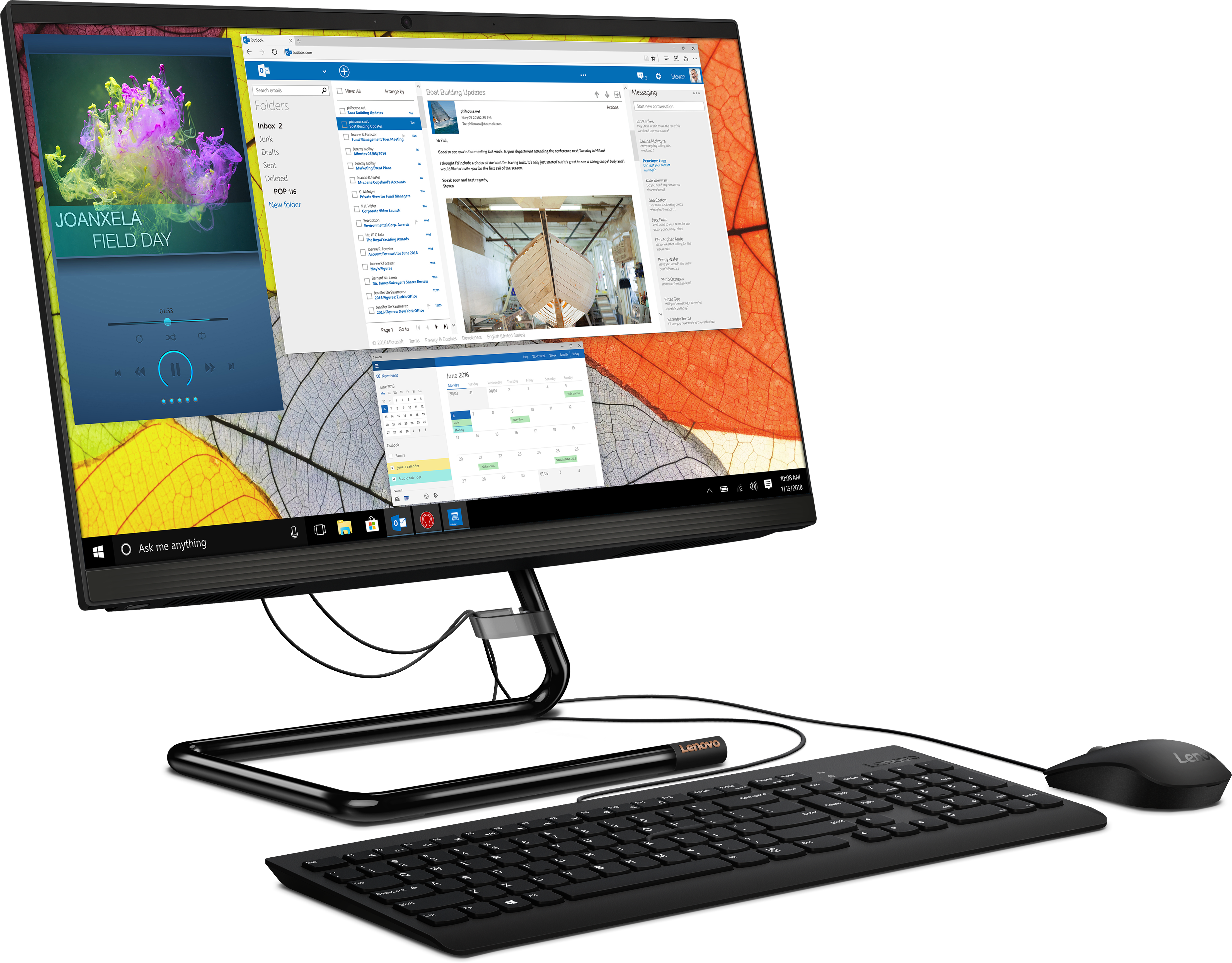 F0EX000YRK ideacentre aio 3 22ada05 21.5"(1920x1080)/amd ryzen 5 3500u(2.1ghz)/4096mb/1000+128ssdgb/dvdrw/int:amd radeon vega 8 /bt/wifi/war 1y/5.28kg/black/dos + клавиатура, мышь usb Lenovo Santreyd  - Вид №2