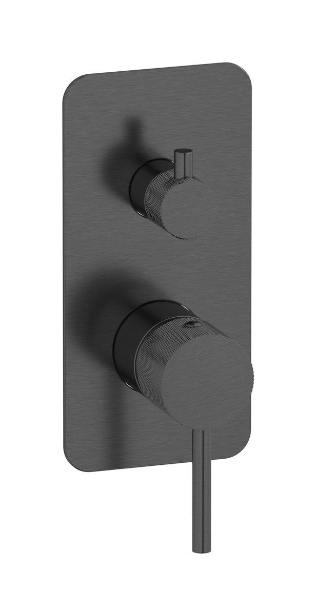 Внешние части встроенного в стену смесителя на 3 потребителя. WE ARE IB id312cs Brushed Black Chrome Industria