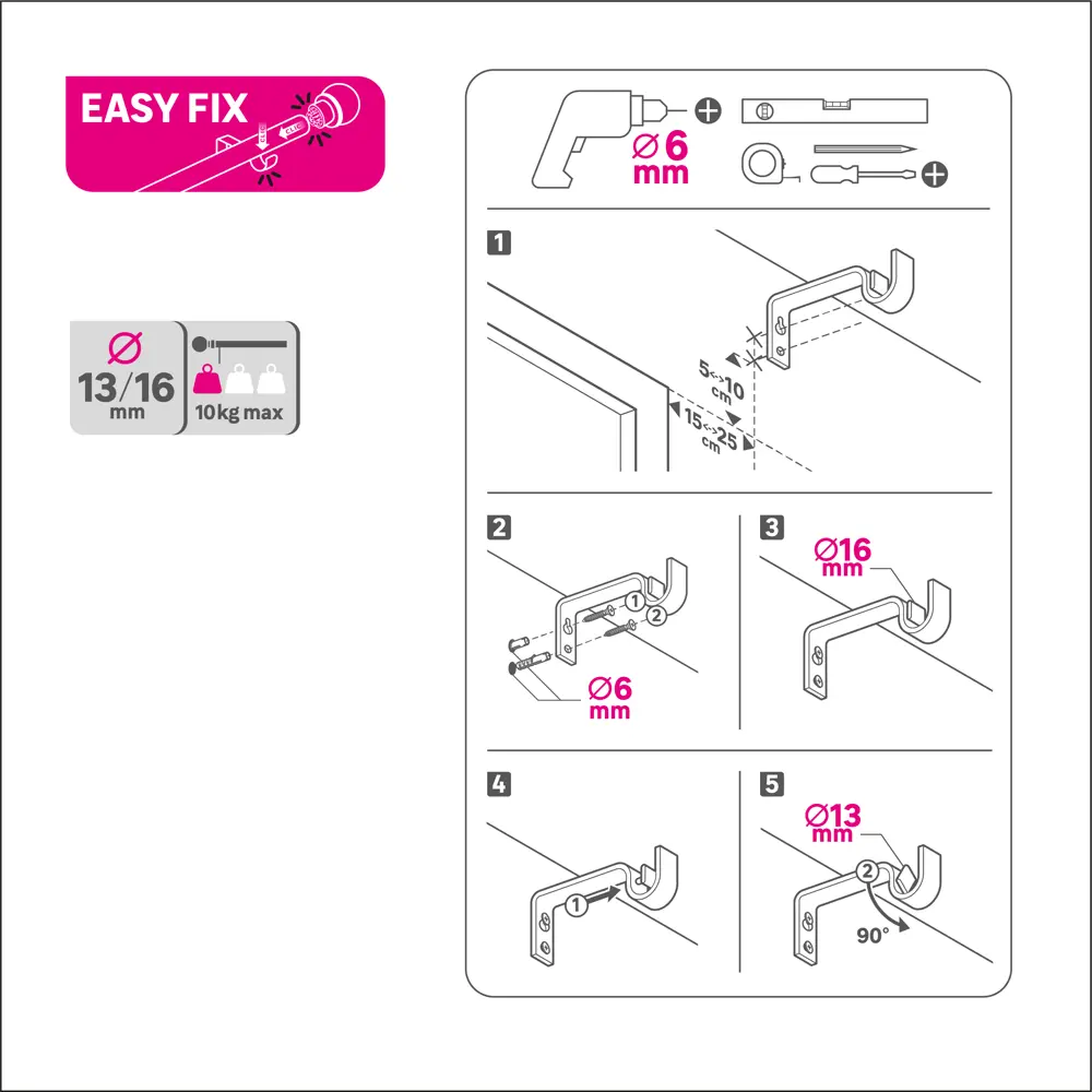 INSPIRE Карниз настенный однорядный Шар для штор 120-210 см белый 84407268 STLM-0049460 - Вид №6
