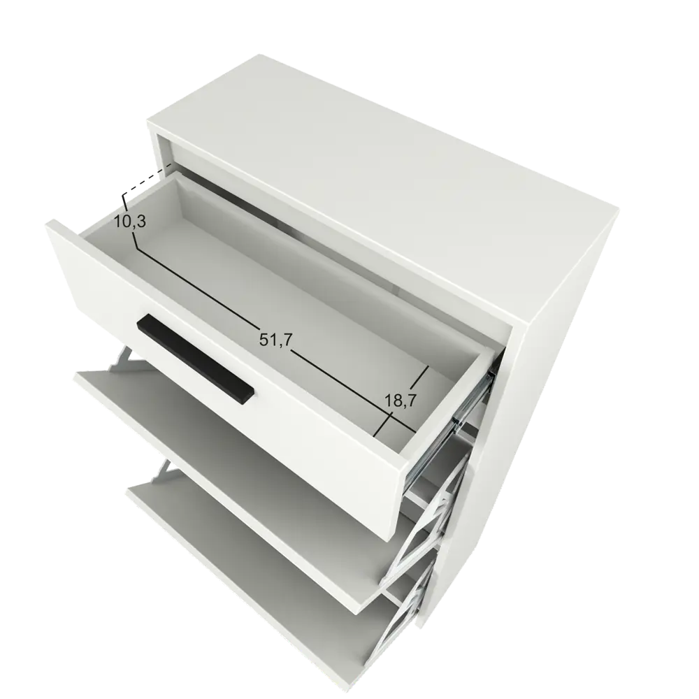 Шкаф для обуви Лион 60x103.9x24 см 2 ящика ЛДСП цвет белый Santreyd STLM-2208321 - Вид №8