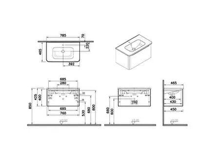 Подвесной шкаф для умывальника со встроенной раковиной VitrA Bathrooms Integra Round ARCH-00112090 - Вид №7