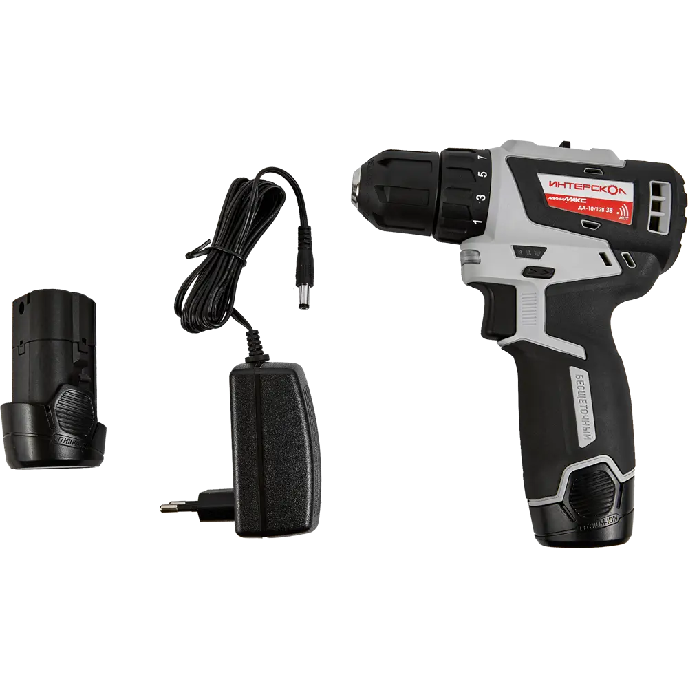 Дрель-шуруповерт аккумуляторная Интерскол ДА10/12В38, 12 В, Li-ion 2x3 Ач STLM-2046539 - Вид №4