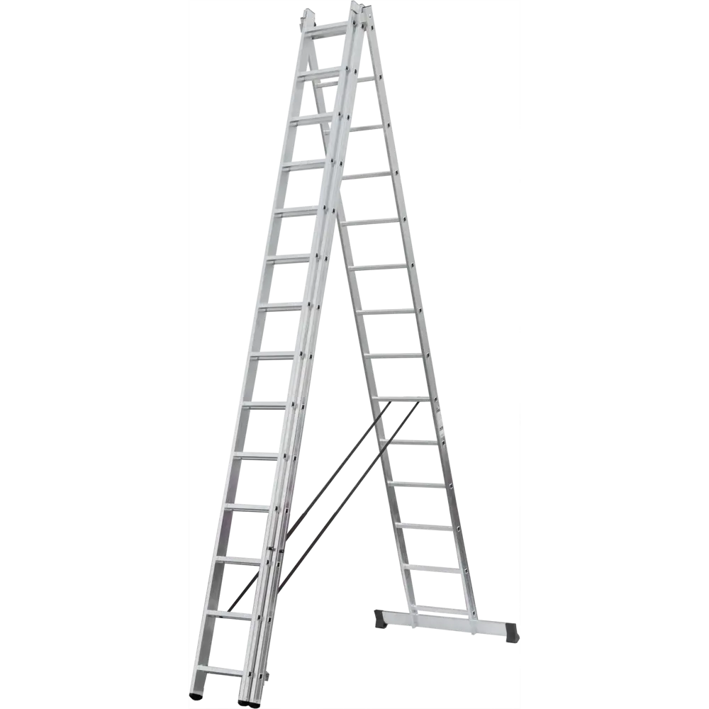 Лестница раскладная выдвижная 3-секционная Standers до 8.93 м 14 ступеней STLM-2018375 - Вид №2