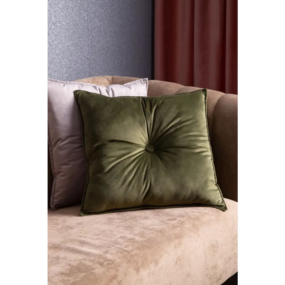 Подушка с пуговицей Бархат 43x43 см цвет зеленый 89112393 STLM-2119626 LINEN WAY  - Вид №3